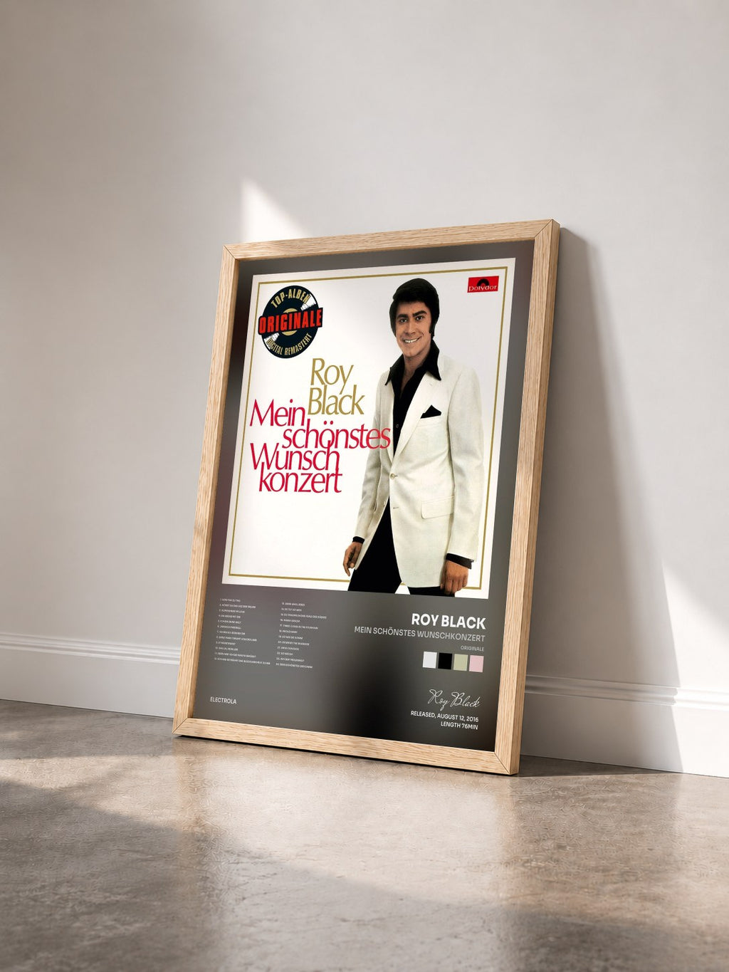 #bois Tableau de l'album Mein schönstes Wunschkonzert (Originale) de Roy Black vu de trois quarts, cadre en bois brut