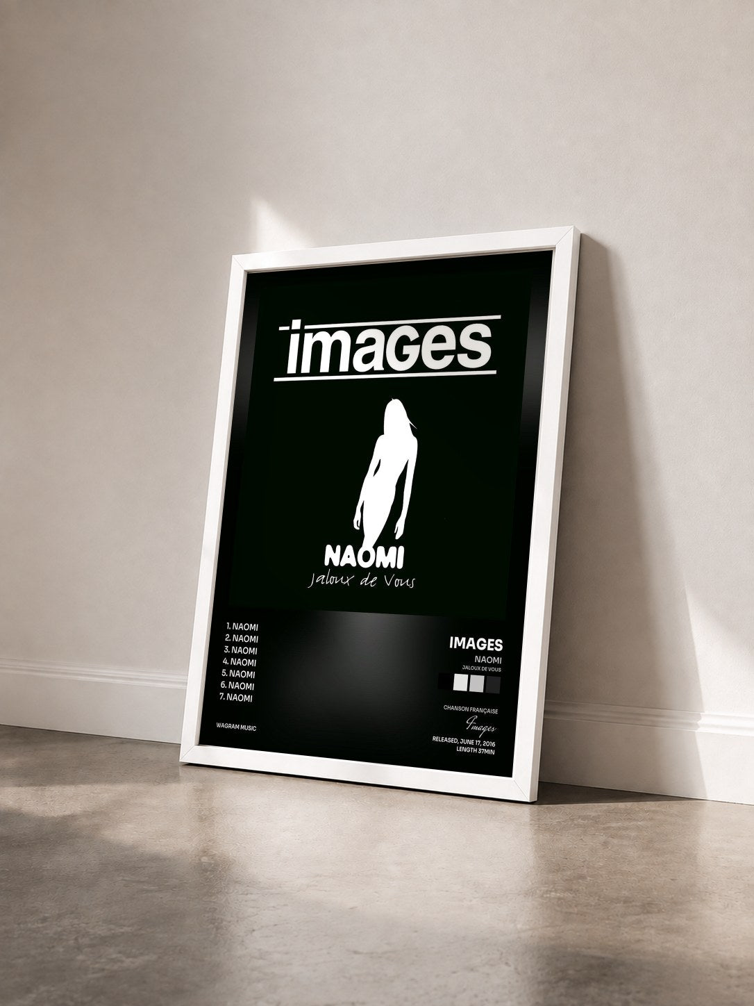 #blanc Tableau de l'album Naomi (Jaloux de vous) - EP de Images vu de trois quarts, cadre blanc