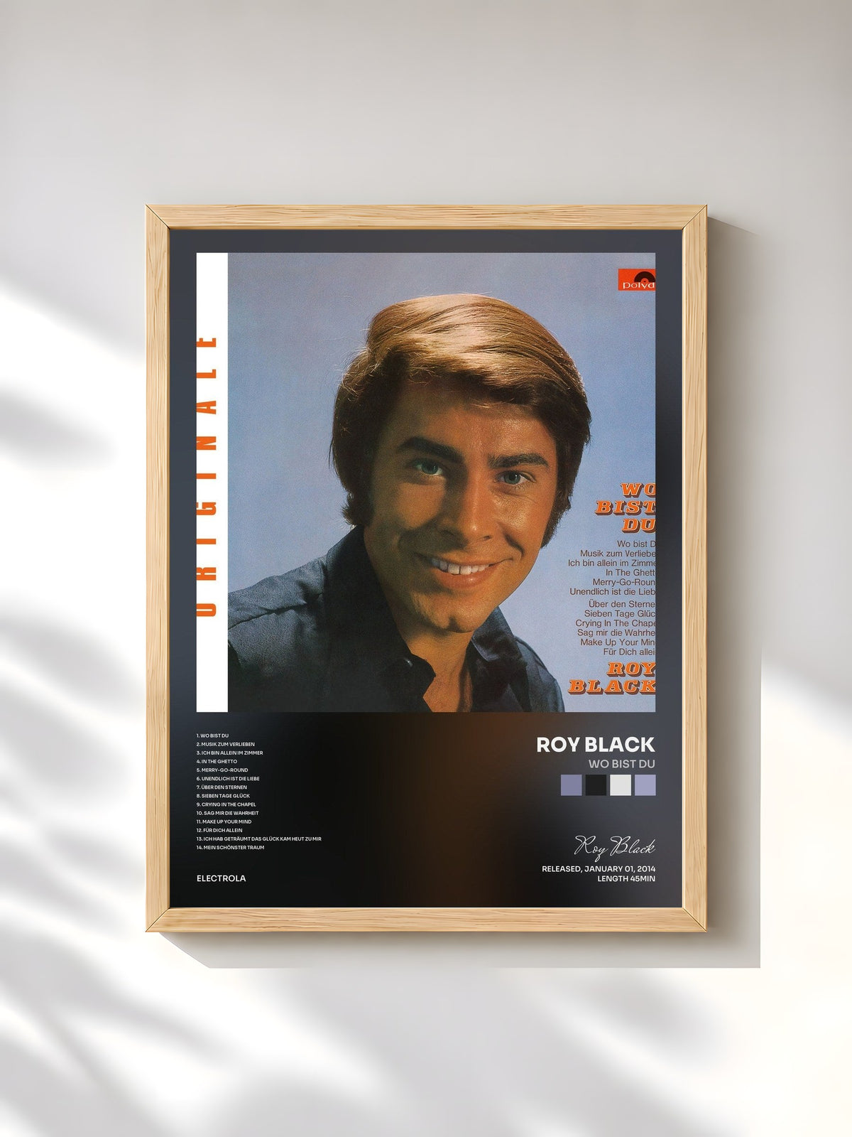 #bois Tableau de l'album Wo bist du de Roy Black, cadre en bois brut, imprimé et encadré en France