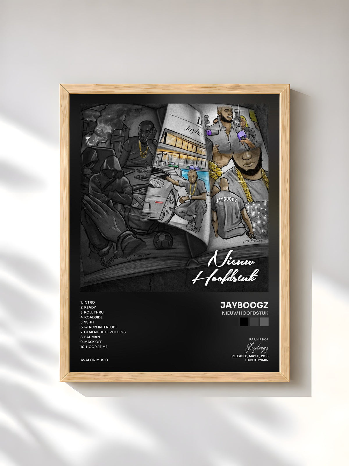 #bois Tableau de l'album Nieuw Hoofdstuk de Jayboogz, cadre en bois brut, imprimé et encadré en France