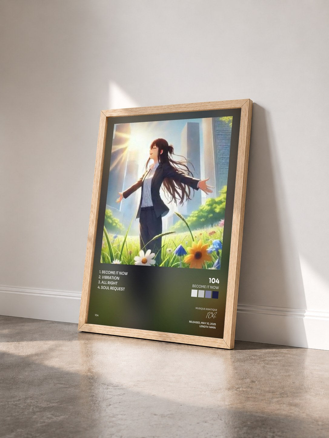 #bois Tableau de l'album Become it now de 104 vu de trois quarts, cadre en bois brut
