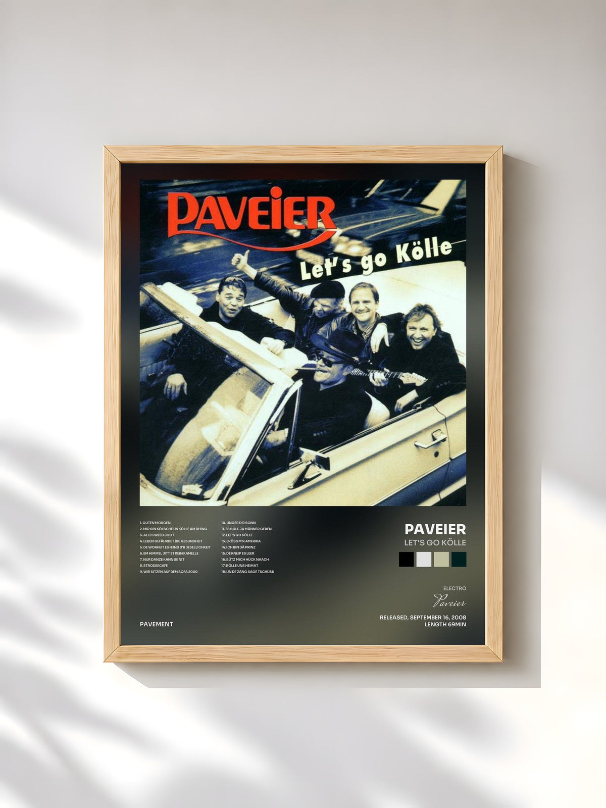 #bois Tableau de l'album Let's Go Kölle de Paveier, cadre en bois brut, imprimé et encadré en France
