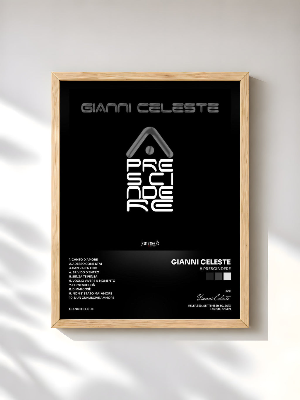 #bois Tableau de l'album A prescindere de Gianni Celeste, cadre en bois brut, imprimé et encadré en France