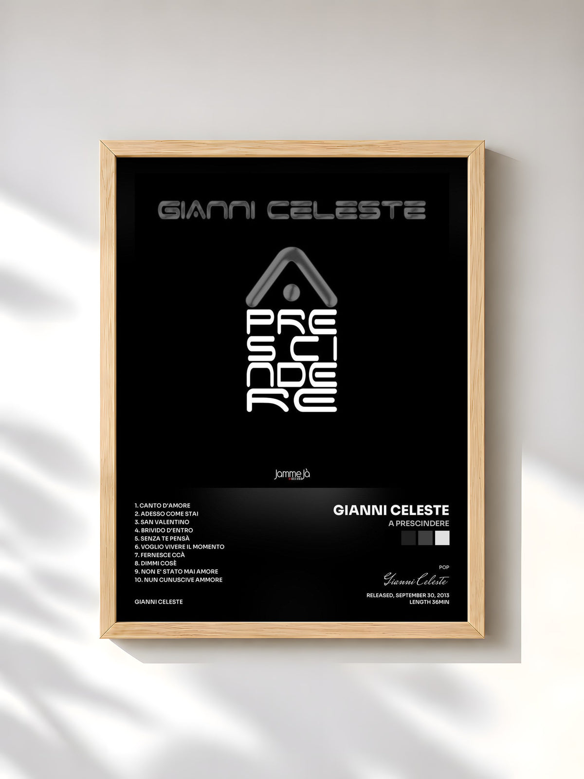 #bois Tableau de l'album A prescindere de Gianni Celeste, cadre en bois brut, imprimé et encadré en France