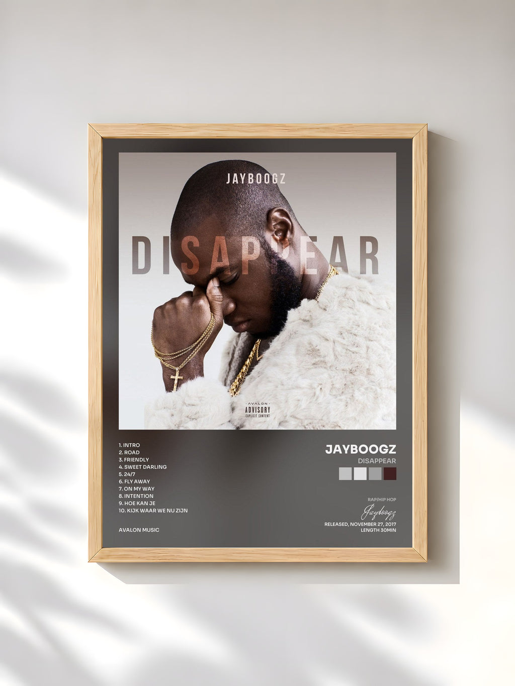 #bois Tableau de l'album Disappear de Jayboogz, cadre en bois brut, imprimé et encadré en France