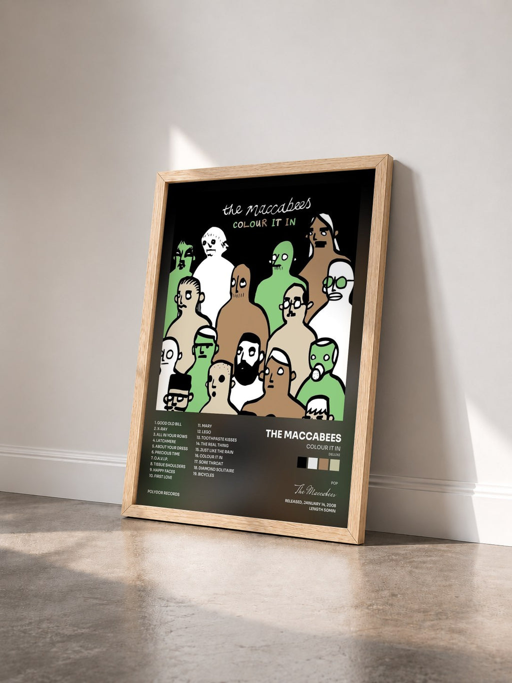 #bois Tableau de l'album Colour It In (Deluxe) de The Maccabees vu de trois quarts, cadre en bois brut