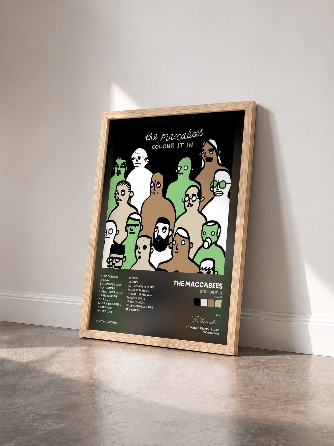 #bois Tableau de l'album Colour It In (Deluxe) de The Maccabees vu de trois quarts, cadre en bois brut