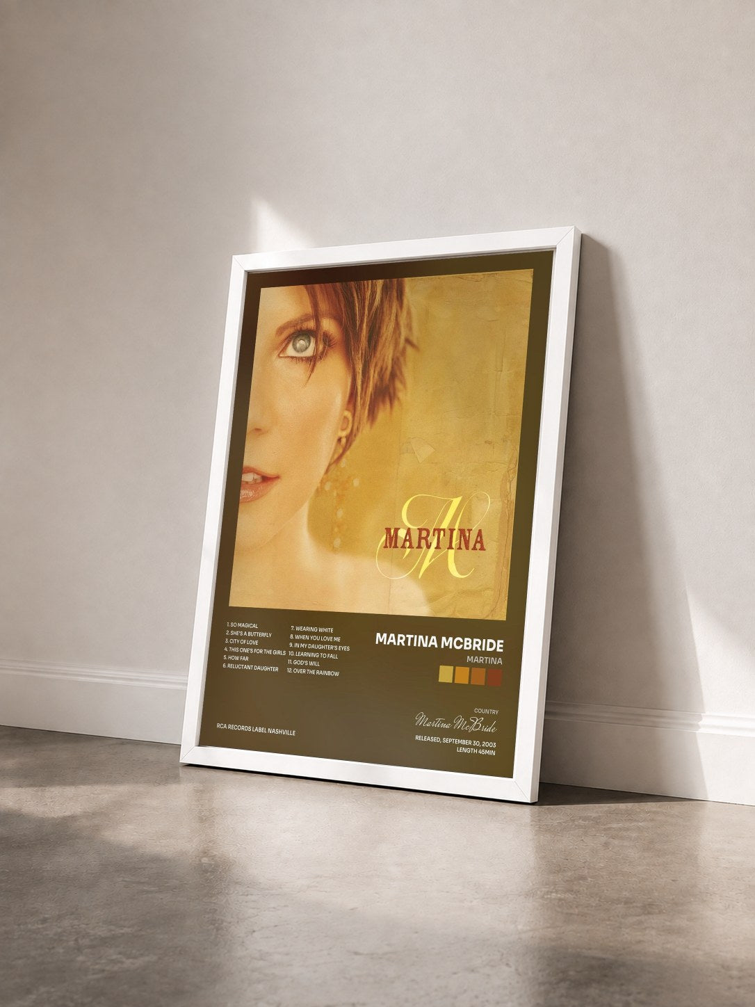 #blanc Tableau de l'album Martina de Martina McBride vu de trois quarts, cadre blanc