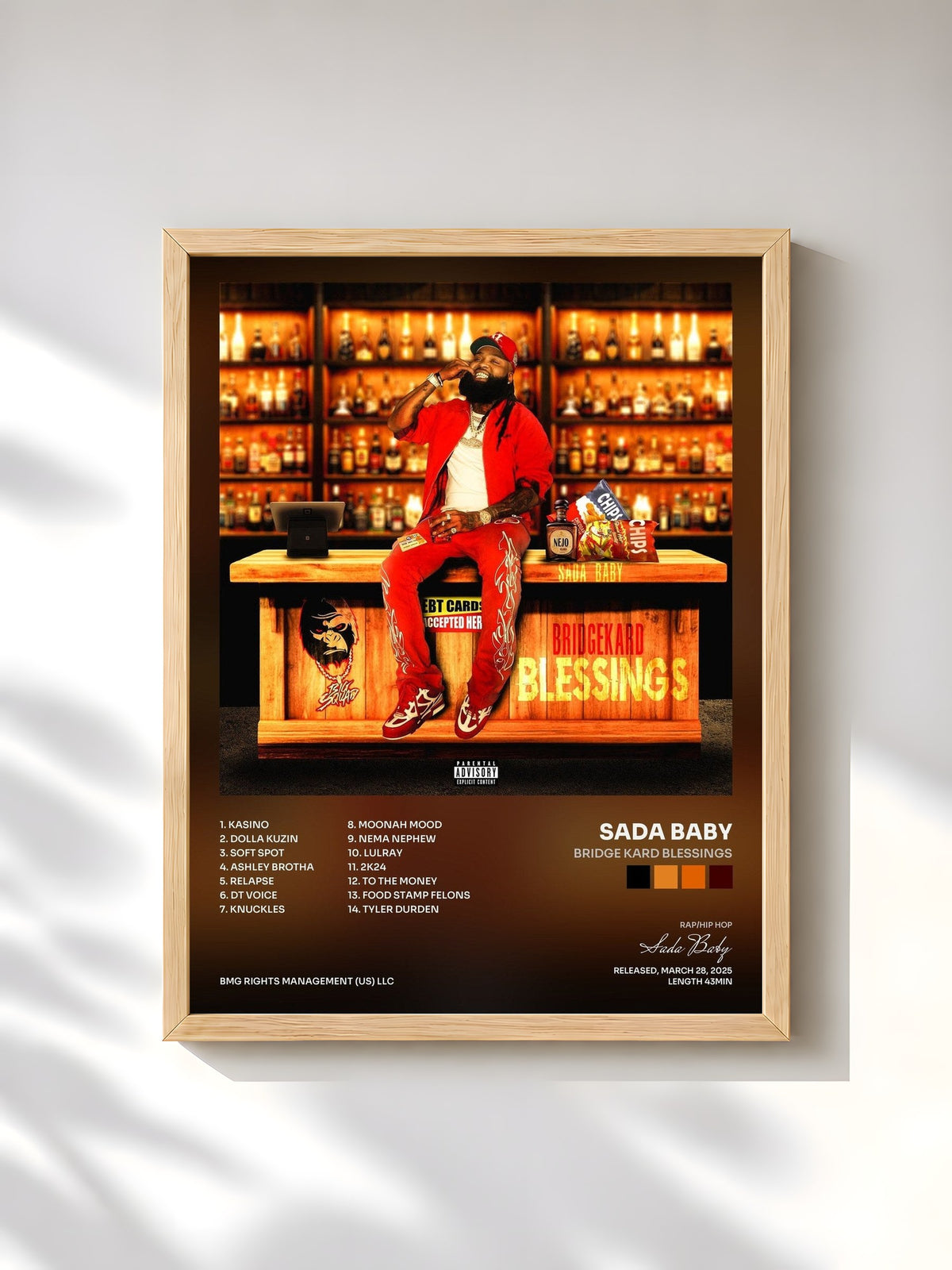 #bois Tableau de l'album Bridge Kard Blessings de Sada Baby, cadre en bois brut, imprimé et encadré en France