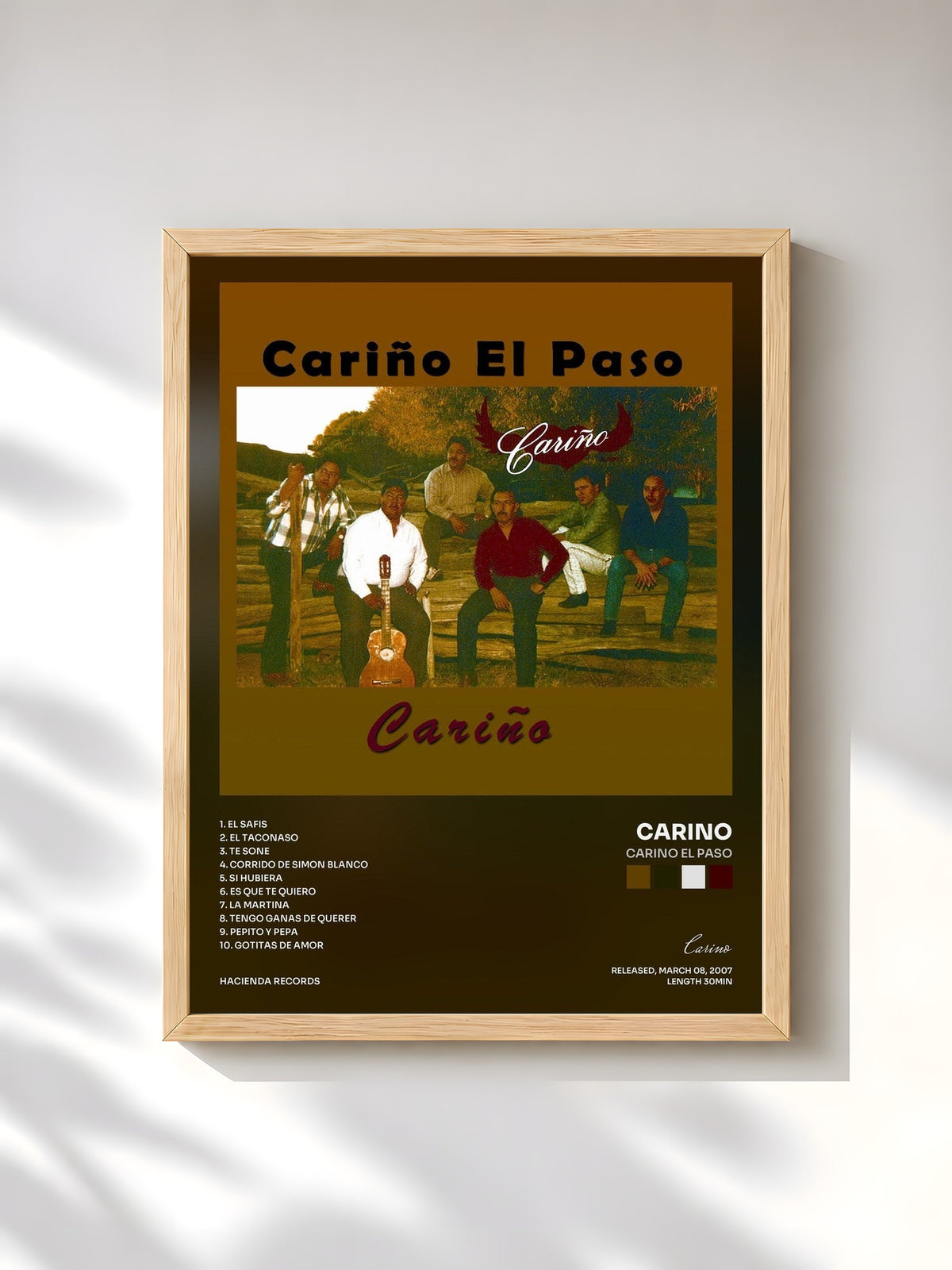 #bois Tableau de l'album Carino El Paso de Carino, cadre en bois brut, imprimé et encadré en France