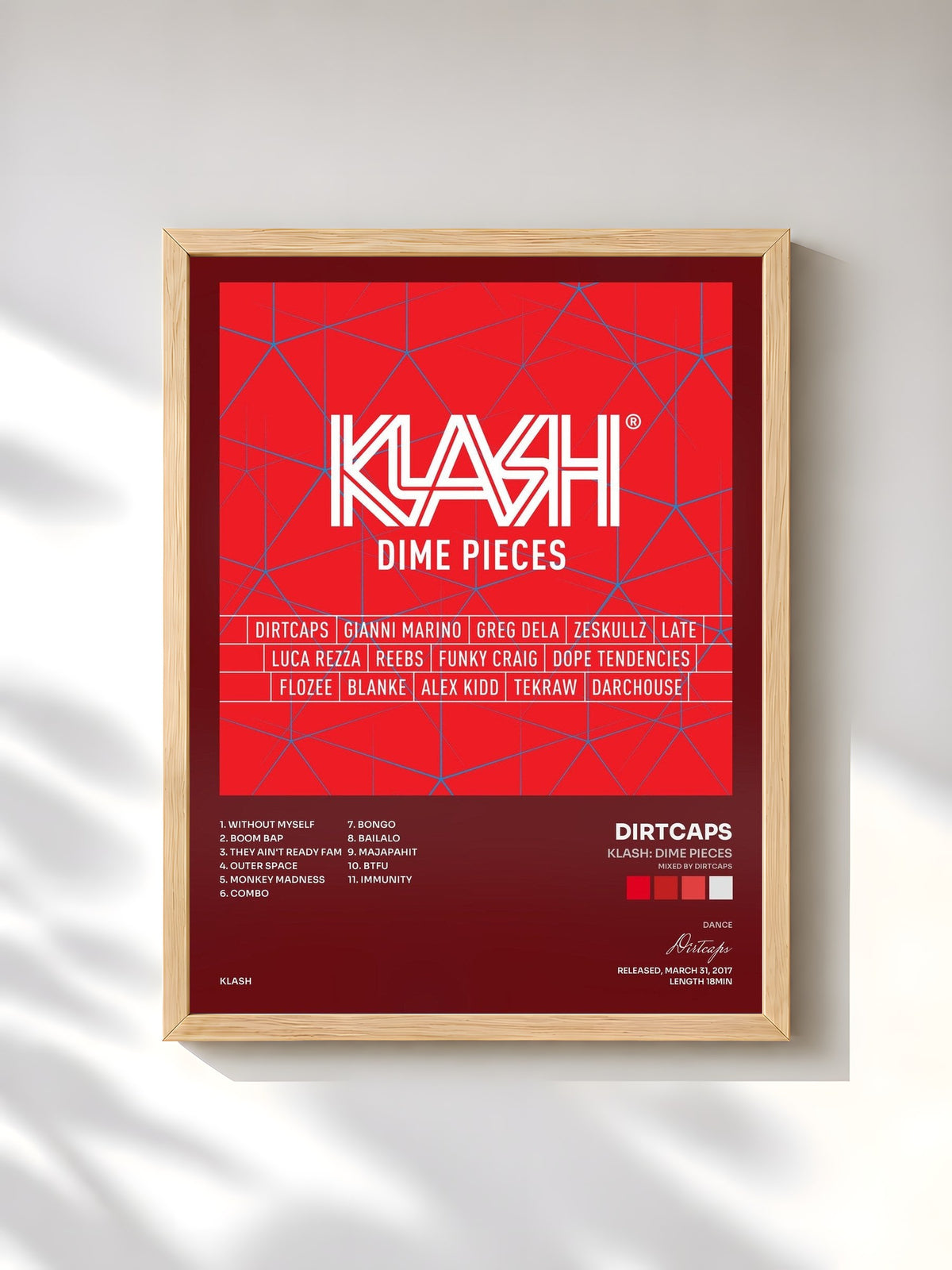 #bois Tableau de l'album KLASH: Dime Pieces (Mixed by Dirtcaps) de Dirtcaps, cadre en bois brut, imprimé et encadré en France