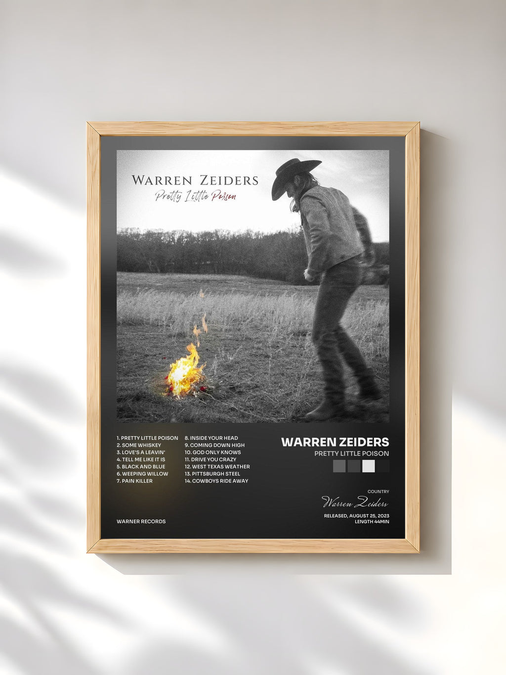 #bois Tableau de l'album Pretty Little Poison de Warren Zeiders, cadre en bois brut, imprimé et encadré en France