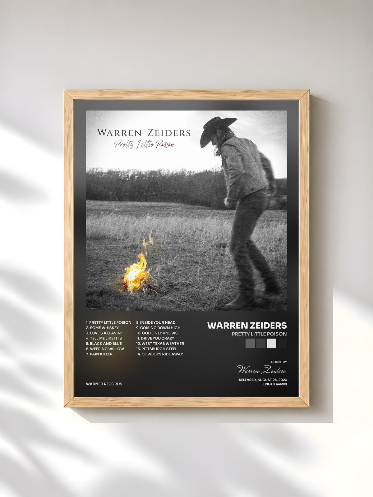 #bois Tableau de l'album Pretty Little Poison de Warren Zeiders, cadre en bois brut, imprimé et encadré en France