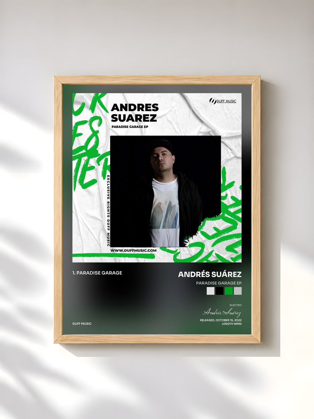 #bois Tableau de l'album Paradise Garage EP de Andrés Suárez, cadre en bois brut, imprimé et encadré en France