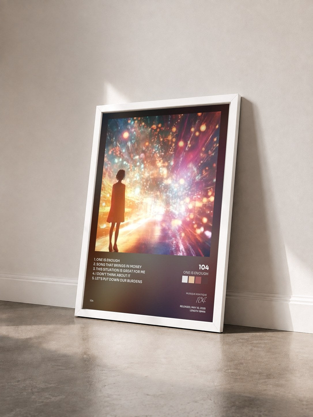 #blanc Tableau de l'album One is enough de 104 vu de trois quarts, cadre blanc