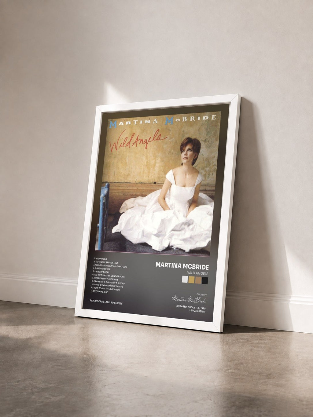 #blanc Tableau de l'album Wild Angels de Martina McBride vu de trois quarts, cadre blanc