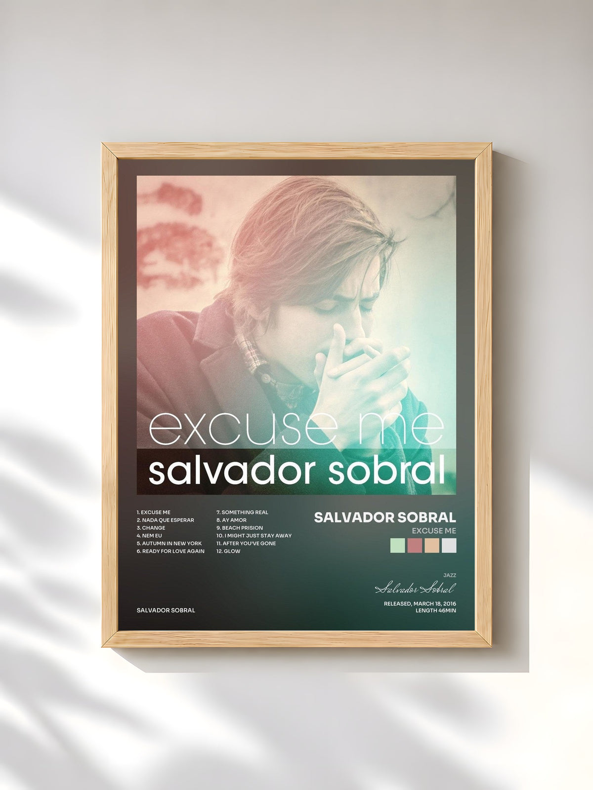 #bois Tableau de l'album Excuse Me de Salvador Sobral, cadre en bois brut, imprimé et encadré en France