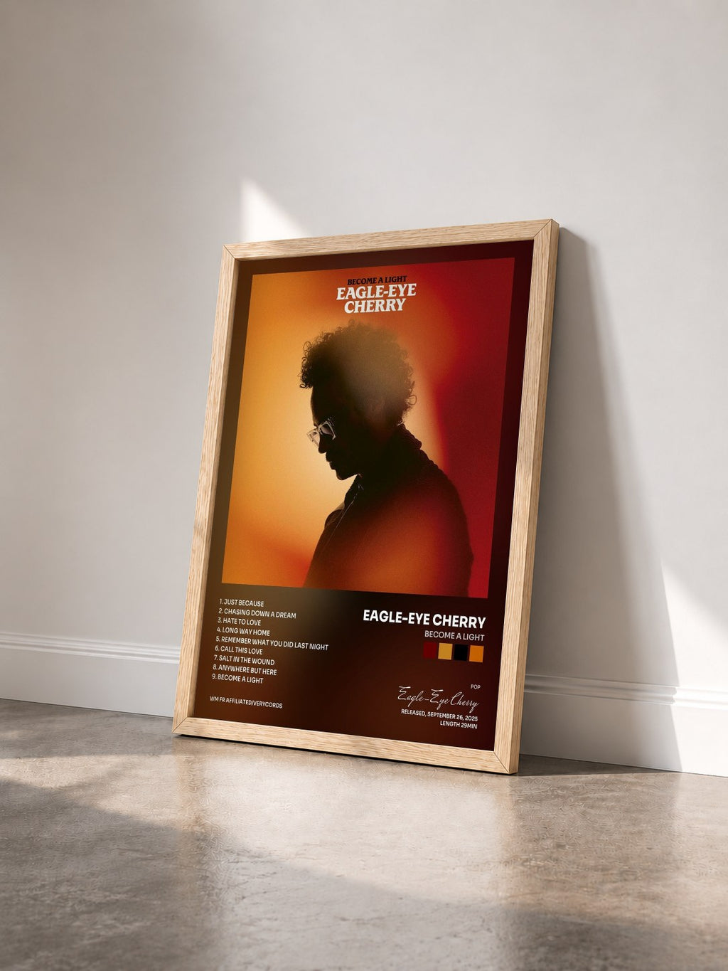 #bois Tableau de l'album Become a Light de Eagle-Eye Cherry vu de trois quarts, cadre en bois brut