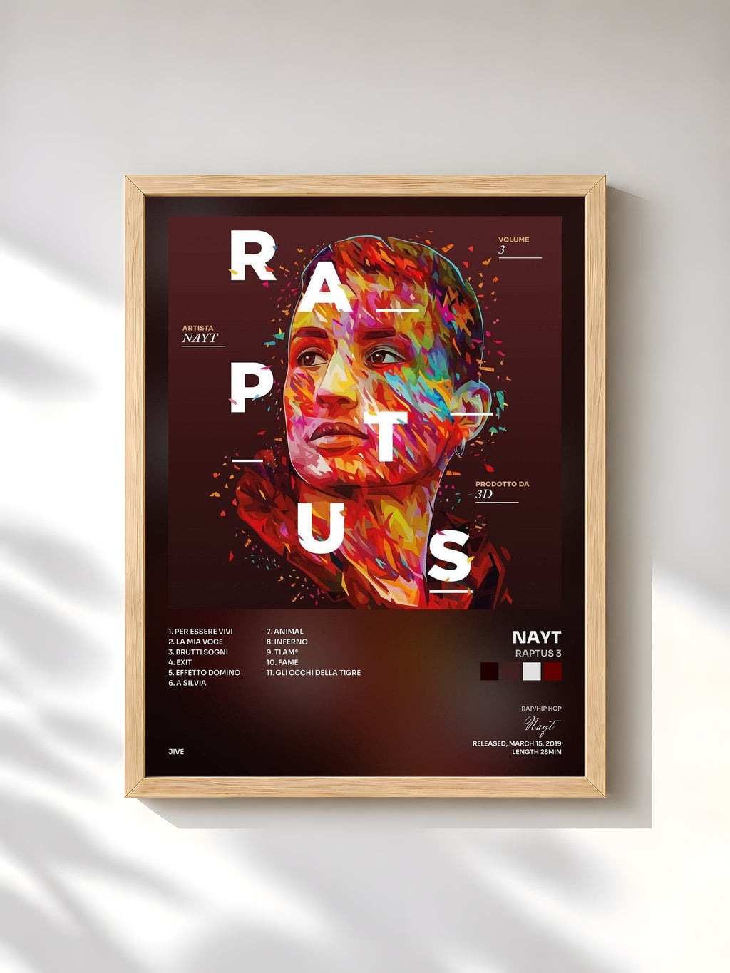 #bois Tableau de l'album Raptus 3 de Nayt, cadre en bois brut, imprimé et encadré en France