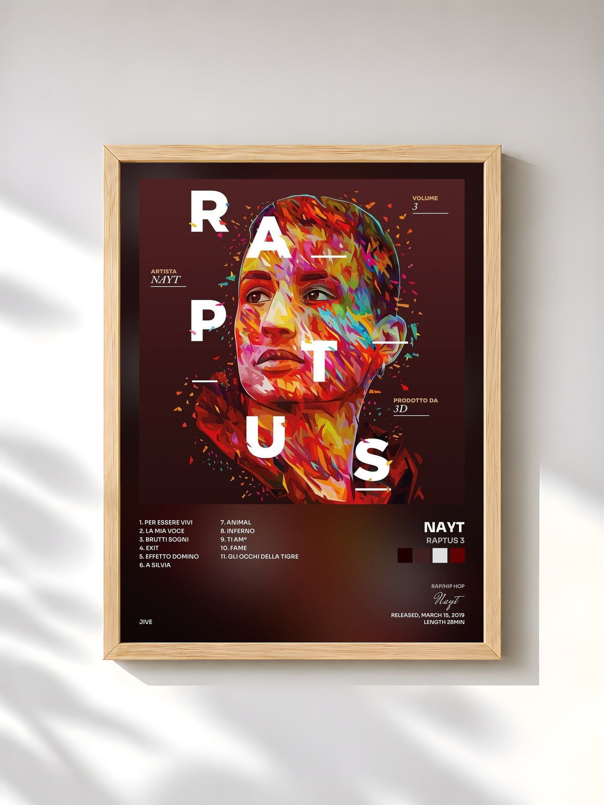 #bois Tableau de l'album Raptus 3 de Nayt, cadre en bois brut, imprimé et encadré en France