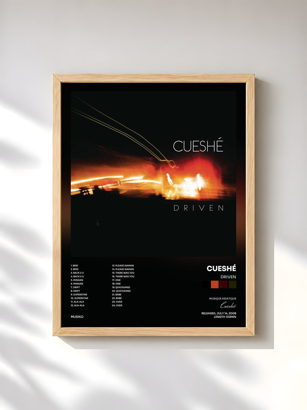 #bois Tableau de l'album Driven de Cueshé, cadre en bois brut, imprimé et encadré en France