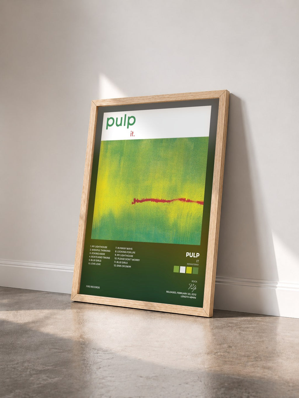 #bois Tableau de l'album It (Remastered) de Pulp vu de trois quarts, cadre en bois brut