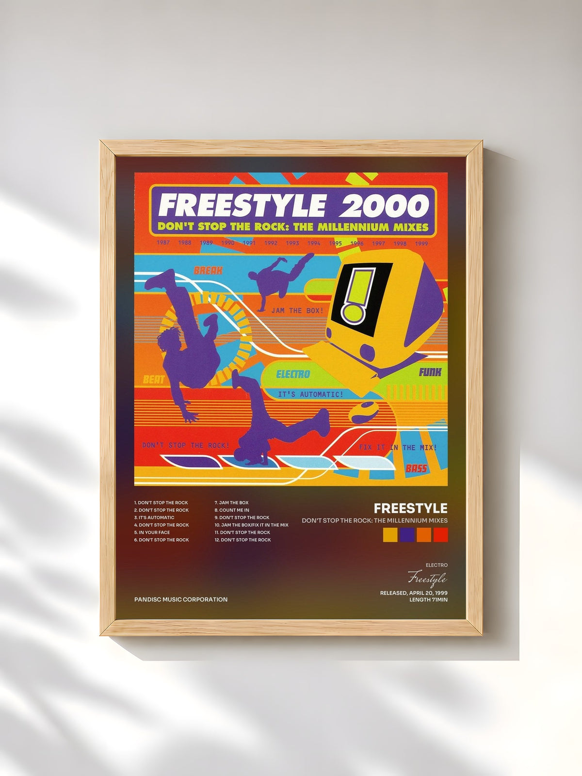 #bois Tableau de l'album Don't Stop The Rock: The Millennium Mixes de Freestyle, cadre en bois brut, imprimé et encadré en France