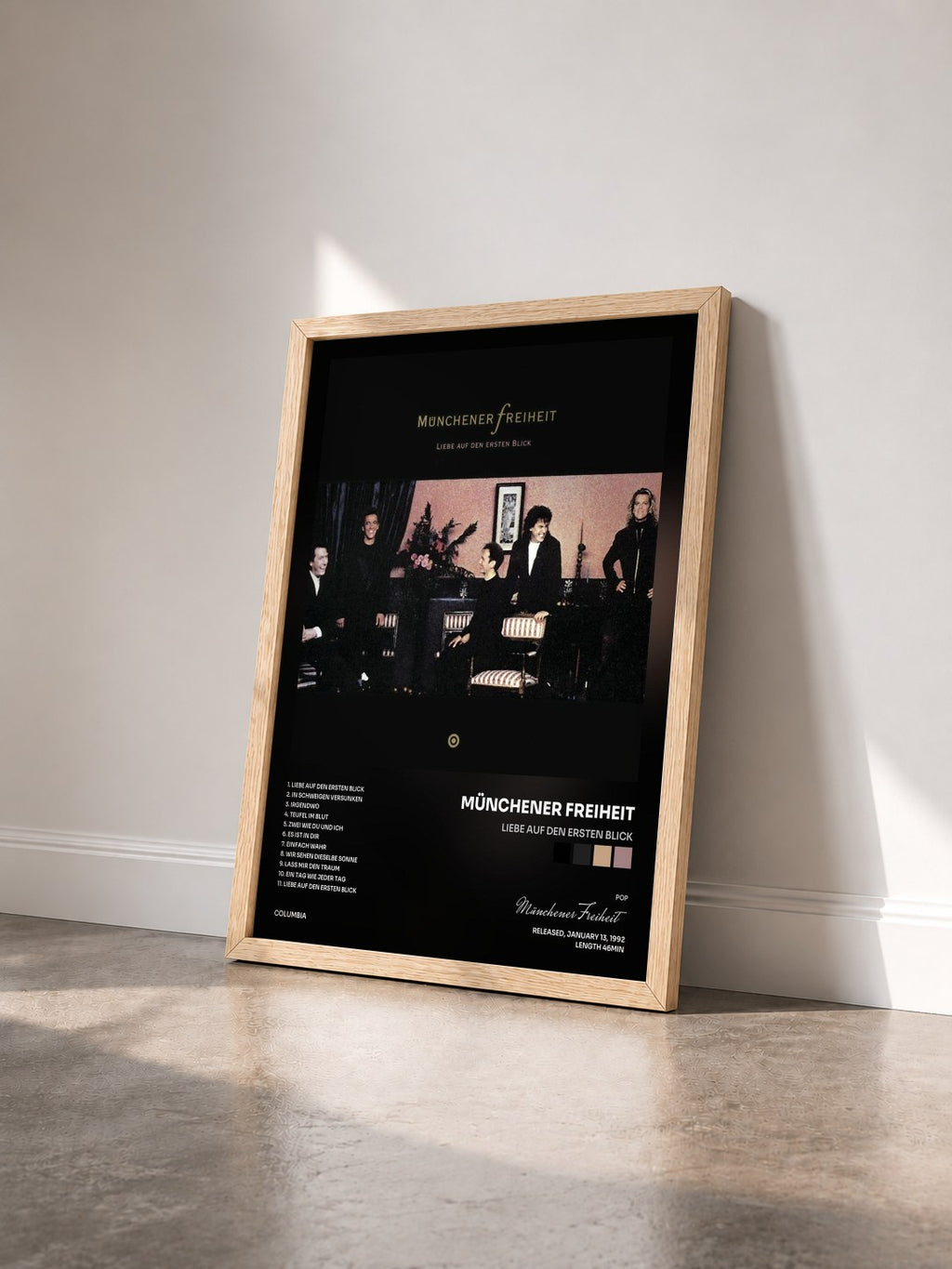 #bois Tableau de l'album Liebe Auf Den Ersten Blick de Münchener Freiheit vu de trois quarts, cadre en bois brut