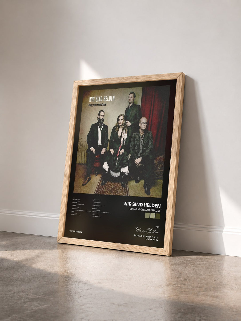 #bois Tableau de l'album Bring mich nach Hause de Wir sind Helden vu de trois quarts, cadre en bois brut