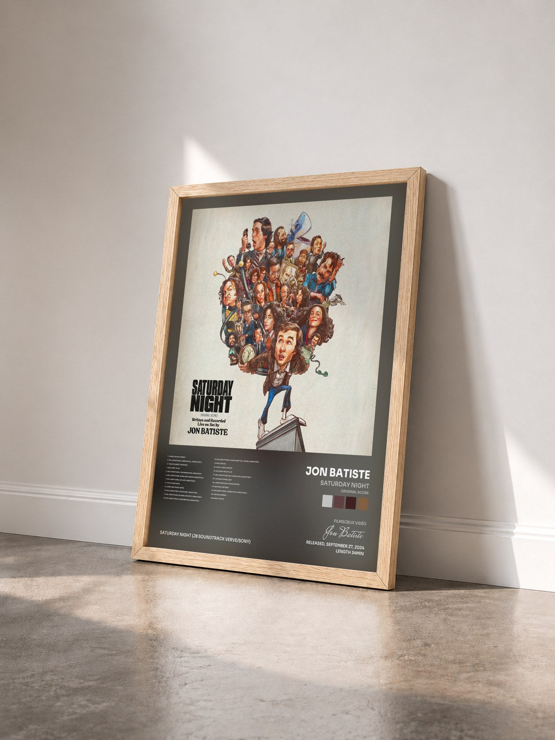 #bois Tableau de l'album Saturday Night (Original Score) de Jon Batiste vu de trois quarts, cadre en bois brut