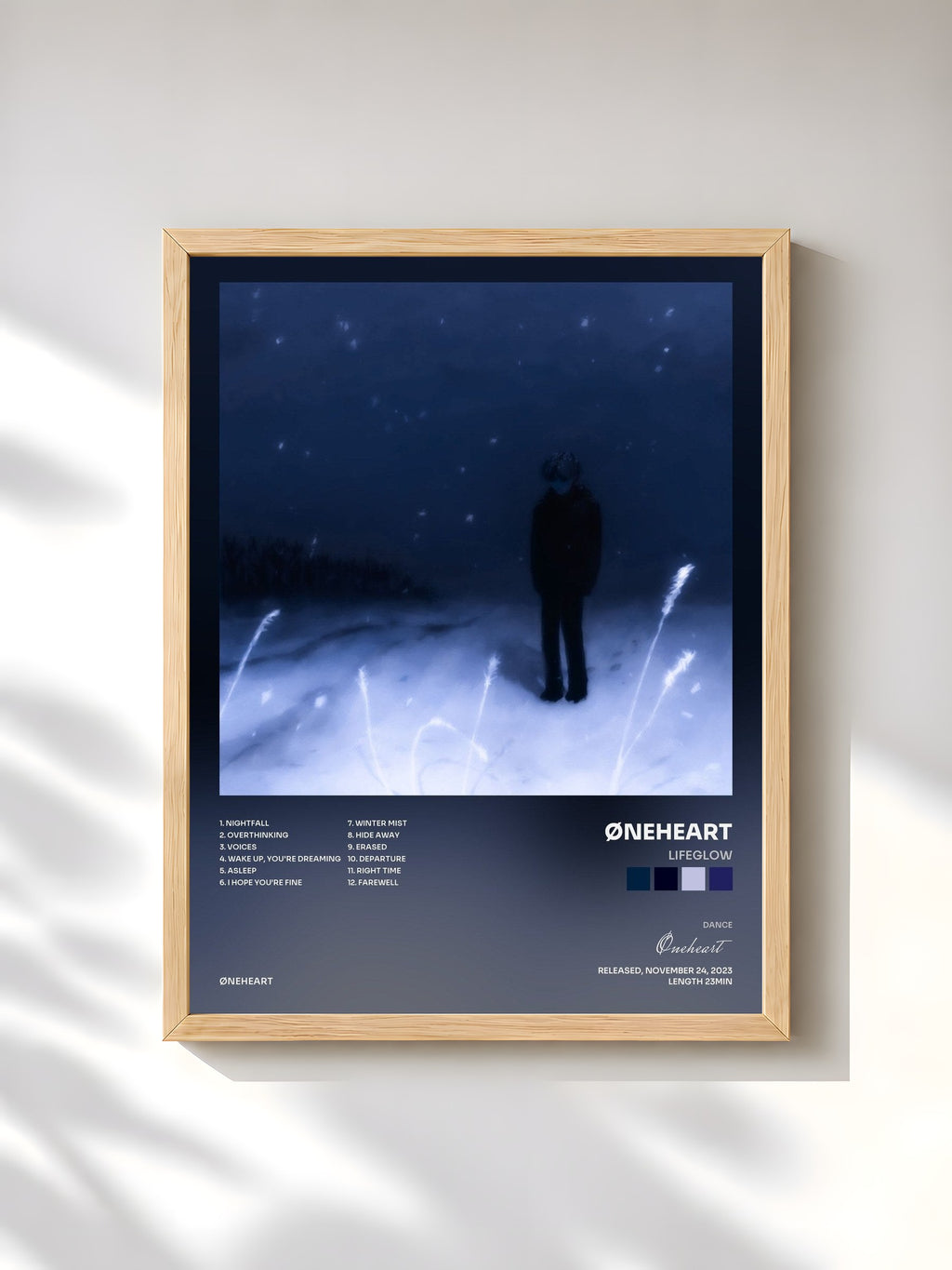 #bois Tableau de l'album Lifeglow de Øneheart, cadre en bois brut, imprimé et encadré en France