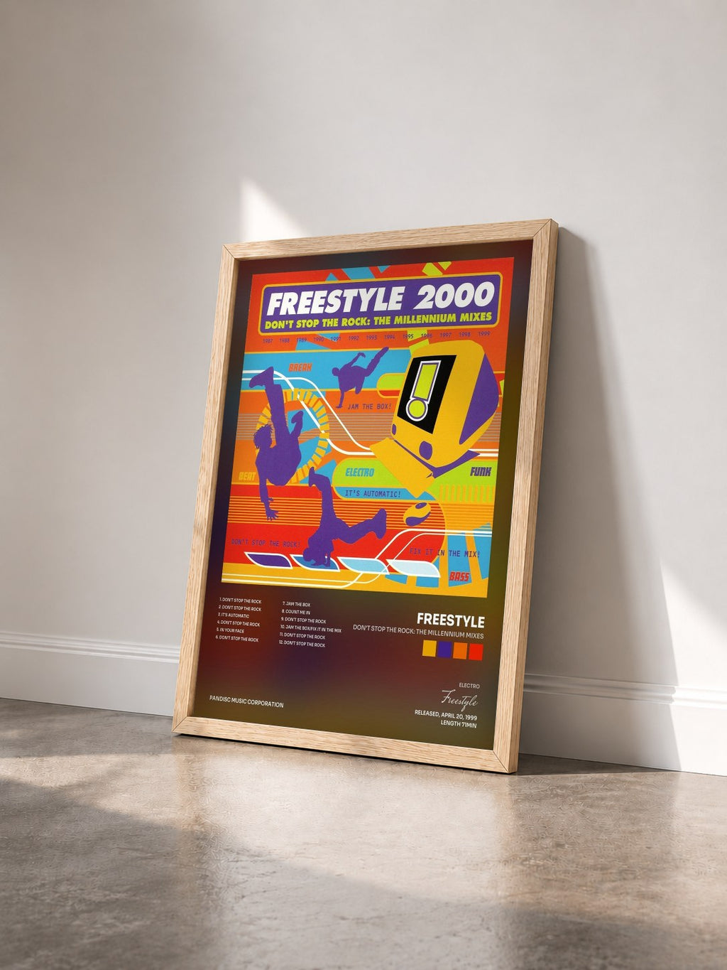 #bois Tableau de l'album Don't Stop The Rock: The Millennium Mixes de Freestyle vu de trois quarts, cadre en bois brut