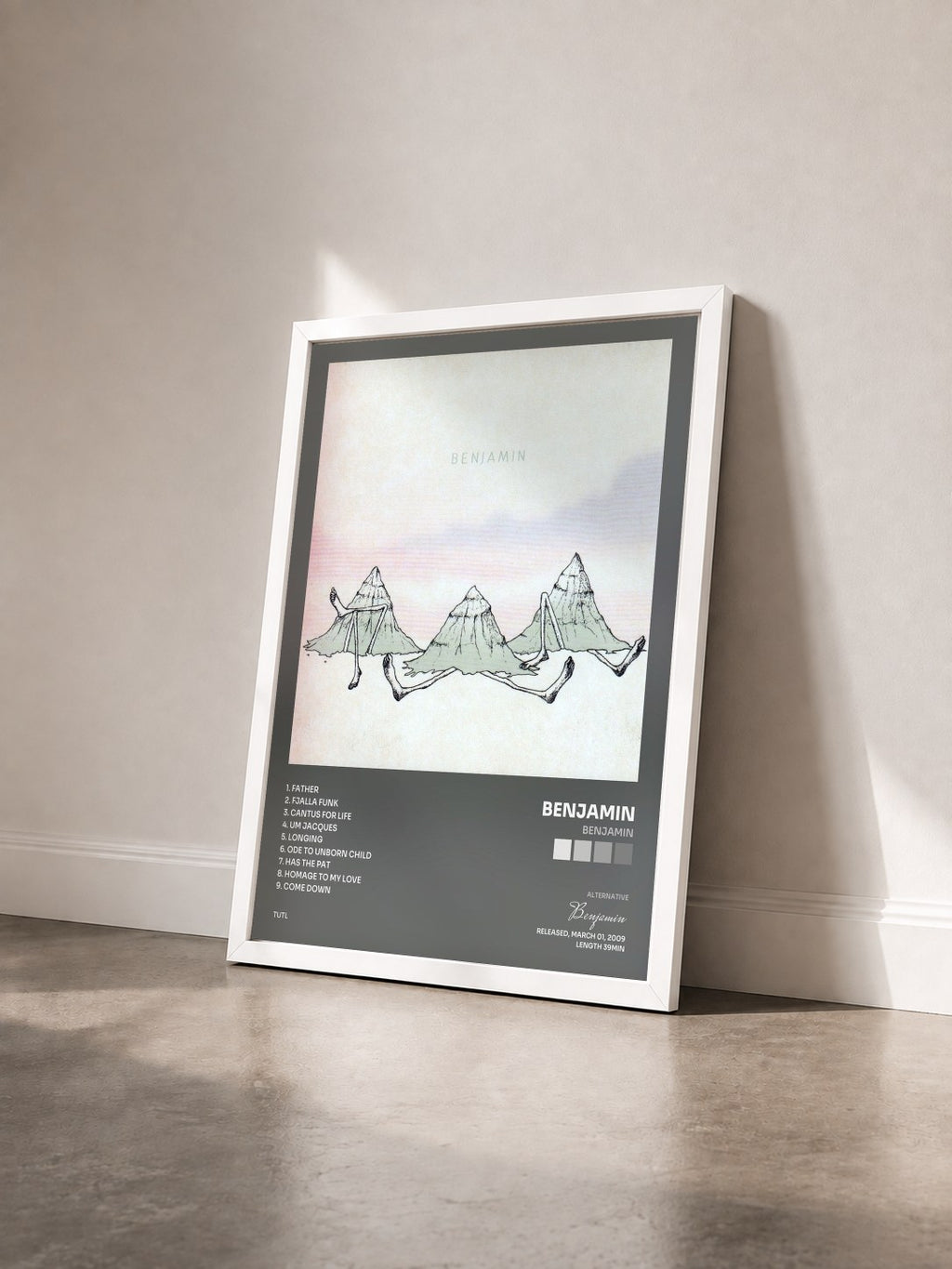 #blanc Tableau de l'album Benjamin de Benjamin vu de trois quarts, cadre blanc