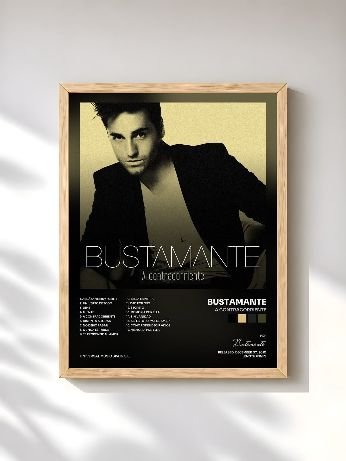 #bois Tableau de l'album A Contracorriente de Bustamante, cadre en bois brut, imprimé et encadré en France