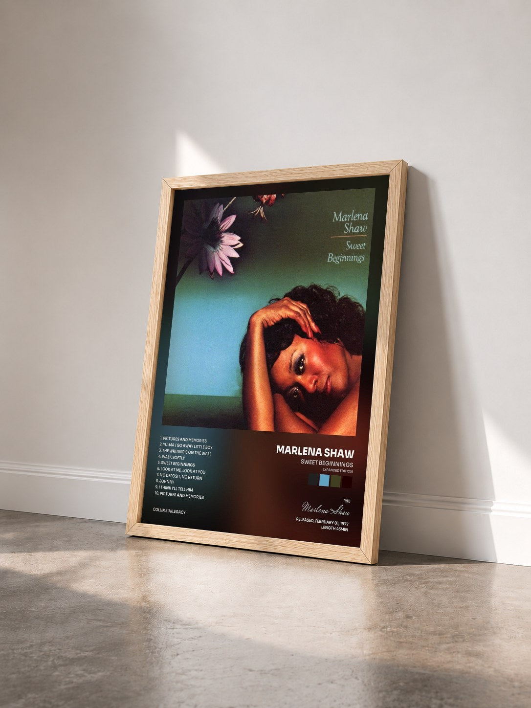 #bois Tableau de l'album Sweet Beginnings (Expanded Edition) de Marlena Shaw vu de trois quarts, cadre en bois brut