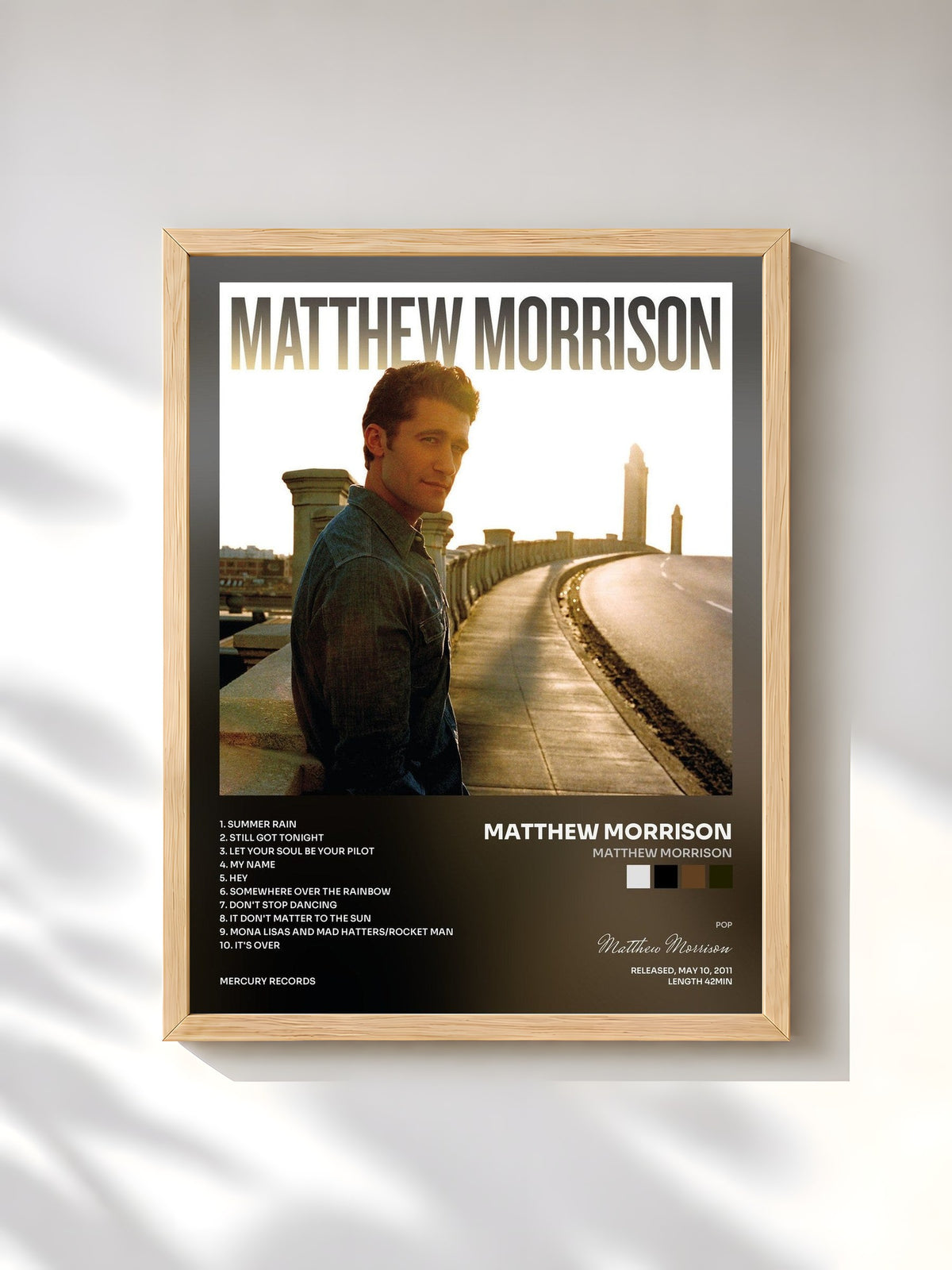 #bois Tableau de l'album Matthew Morrison de Matthew Morrison, cadre en bois brut, imprimé et encadré en France