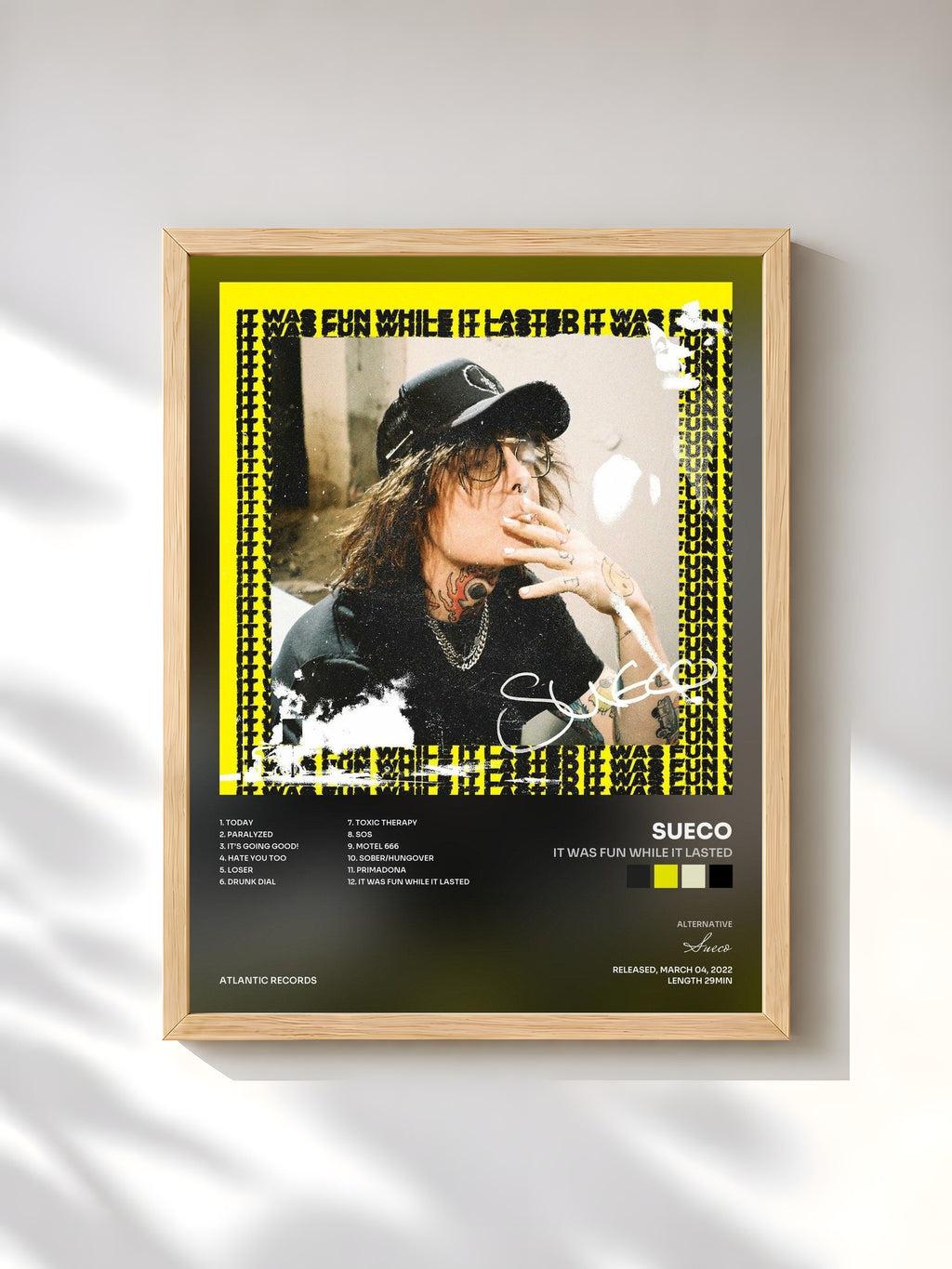#bois Tableau de l'album It Was Fun While It Lasted de Sueco, cadre en bois brut, imprimé et encadré en France