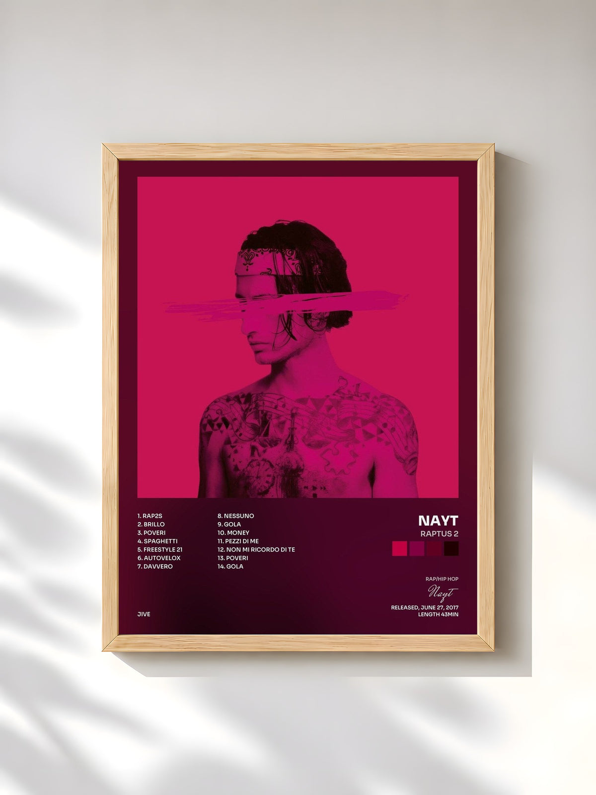 #bois Tableau de l'album Raptus 2 de Nayt, cadre en bois brut, imprimé et encadré en France