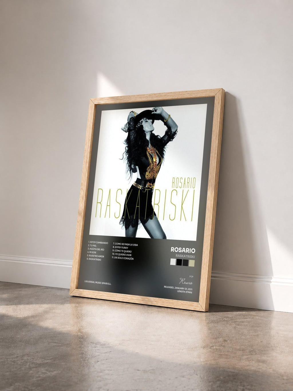 #bois Tableau de l'album Raskatriski de Rosario vu de trois quarts, cadre en bois brut