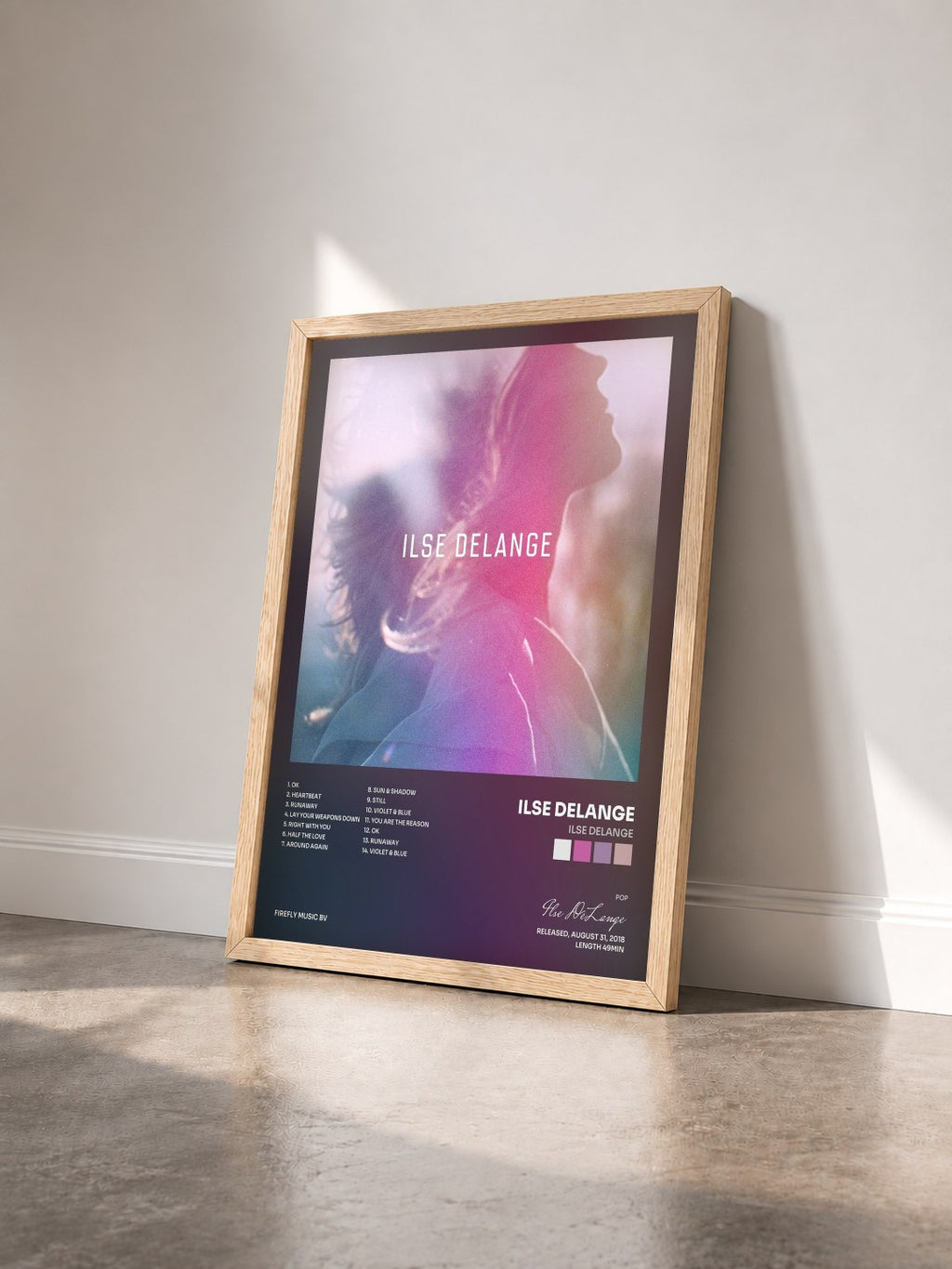 #bois Tableau de l'album Ilse DeLange de Ilse DeLange vu de trois quarts, cadre en bois brut