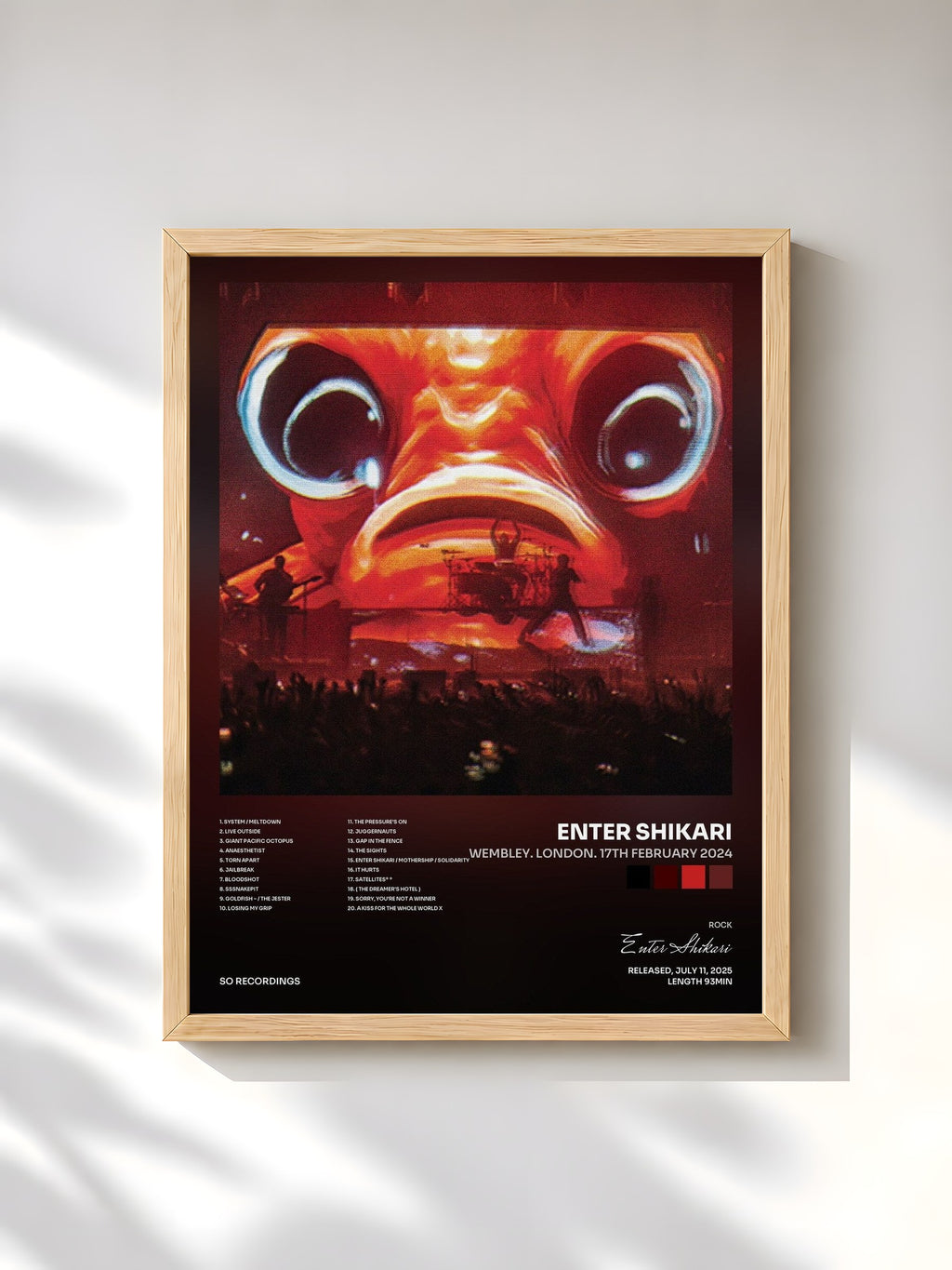 #bois Tableau de l'album WEMBLEY. LONDON. 17th FEBRUARY 2024 de Enter Shikari, cadre en bois brut, imprimé et encadré en France