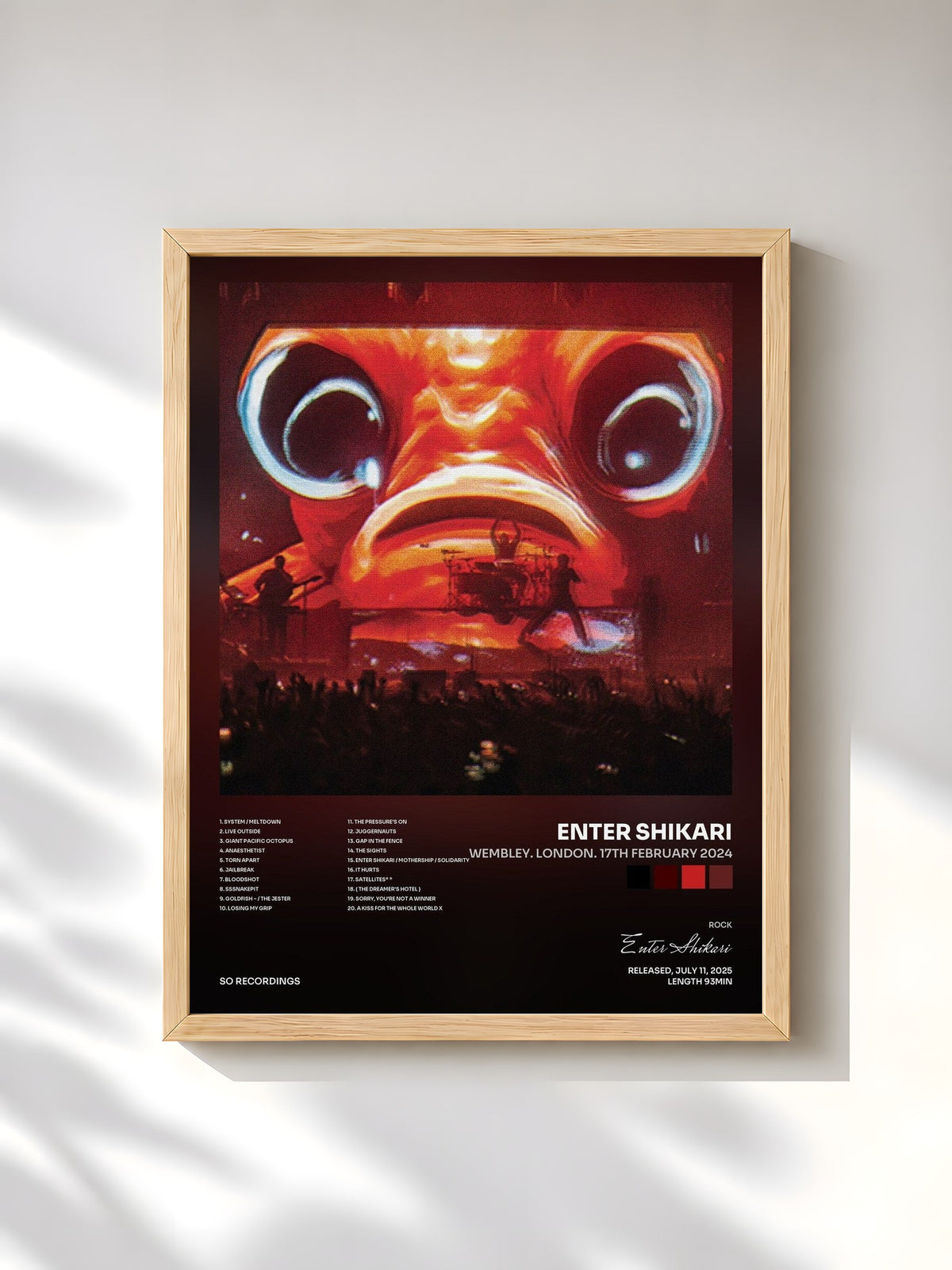 #bois Tableau de l'album WEMBLEY. LONDON. 17th FEBRUARY 2024 de Enter Shikari, cadre en bois brut, imprimé et encadré en France