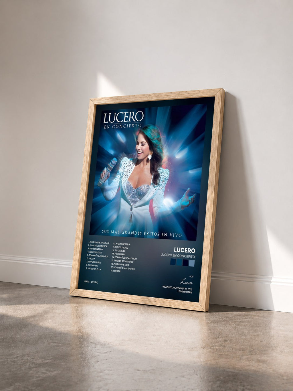 #bois Tableau de l'album Lucero En Concierto de Lucero vu de trois quarts, cadre en bois brut