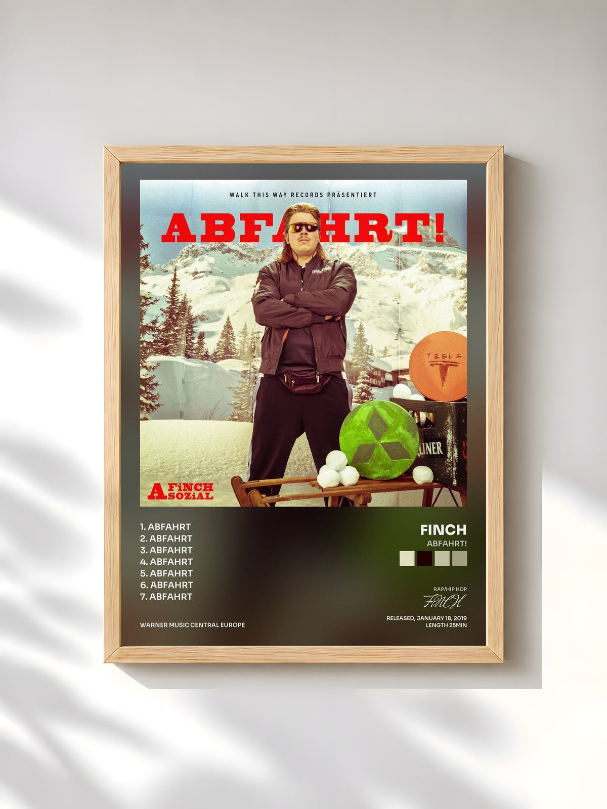 #bois Tableau de l'album Abfahrt! de FiNCH, cadre en bois brut, imprimé et encadré en France