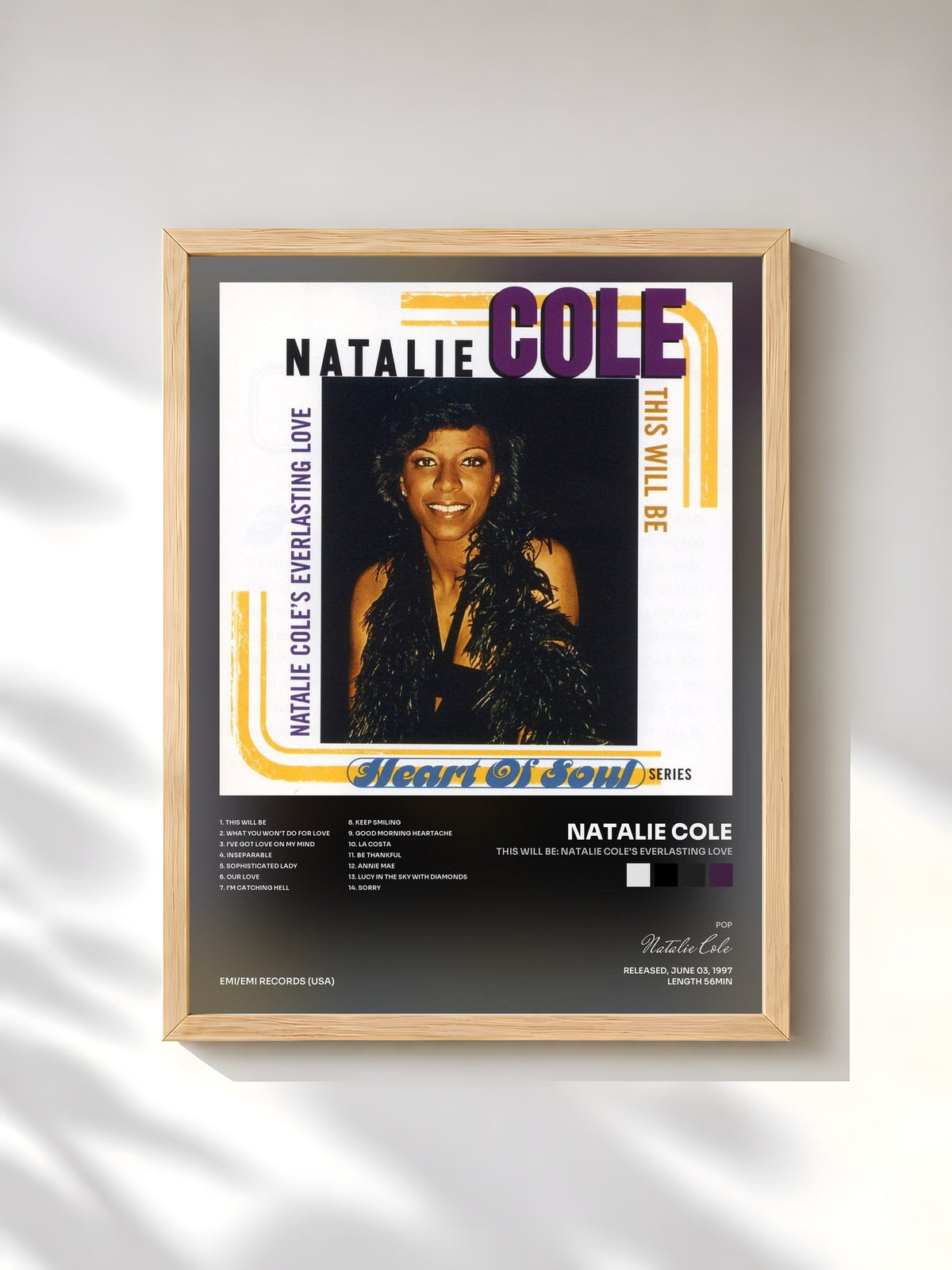 #bois Tableau de l'album This Will Be: Natalie Cole's Everlasting Love de Natalie Cole, cadre en bois brut, imprimé et encadré en France