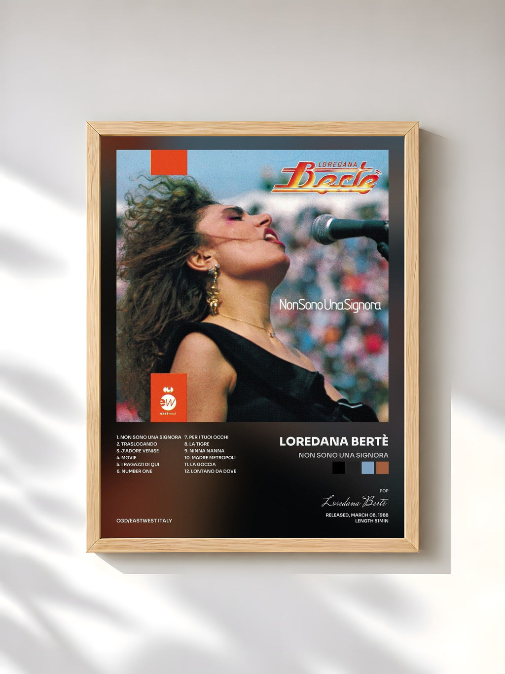 #bois Tableau de l'album Non sono una signora de Loredana Bertè, cadre en bois brut, imprimé et encadré en France