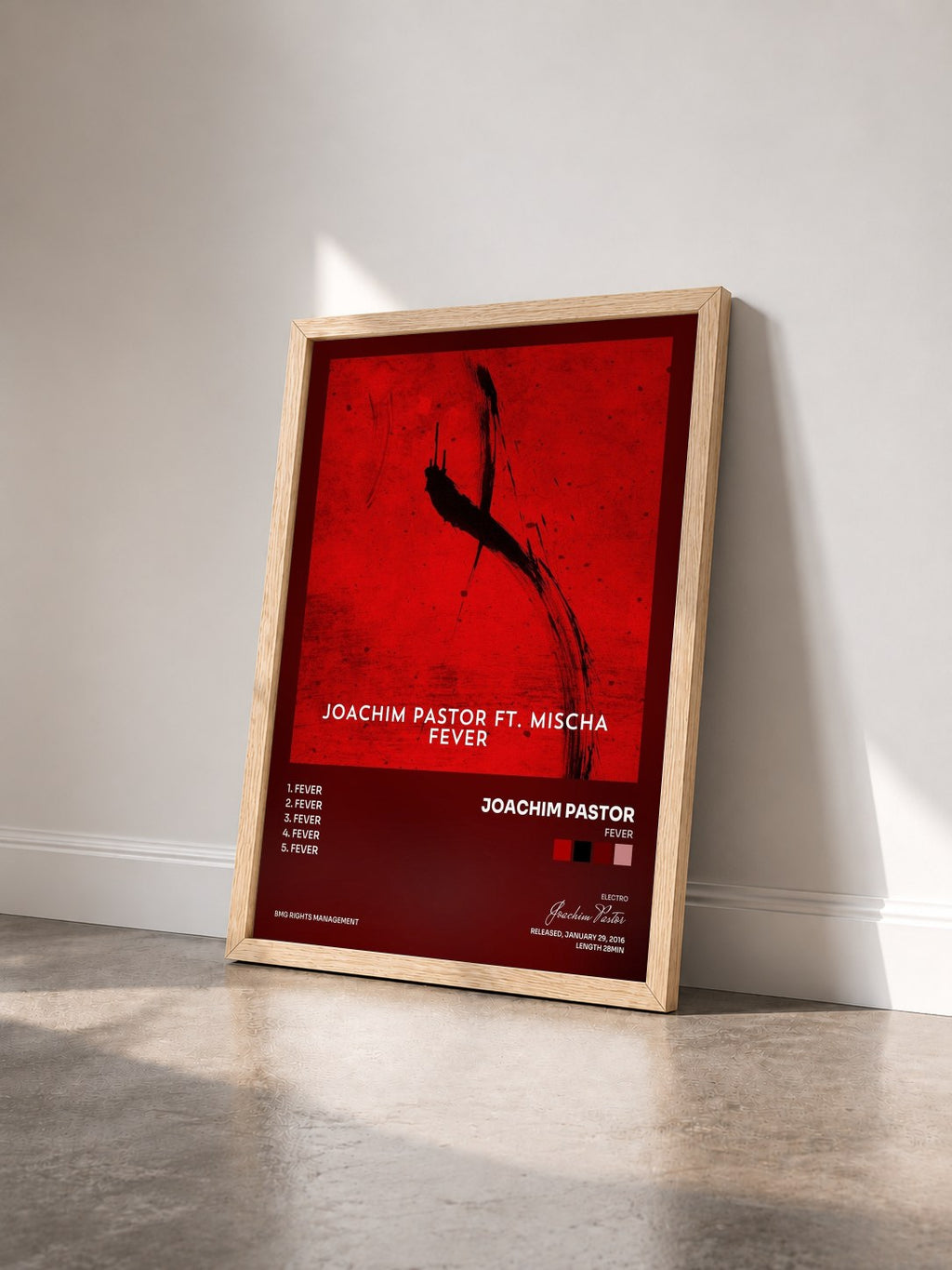 #bois Tableau de l'album Fever de Joachim Pastor vu de trois quarts, cadre en bois brut