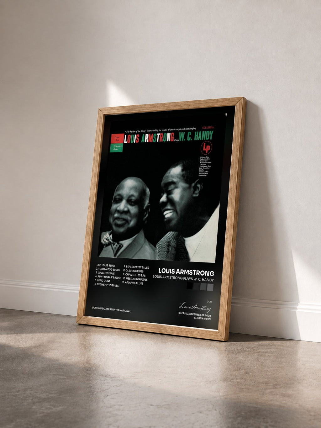 #bois Tableau de l'album Louis Armstrong Plays W. C. Handy de Louis Armstrong vu de trois quarts, cadre en bois brut