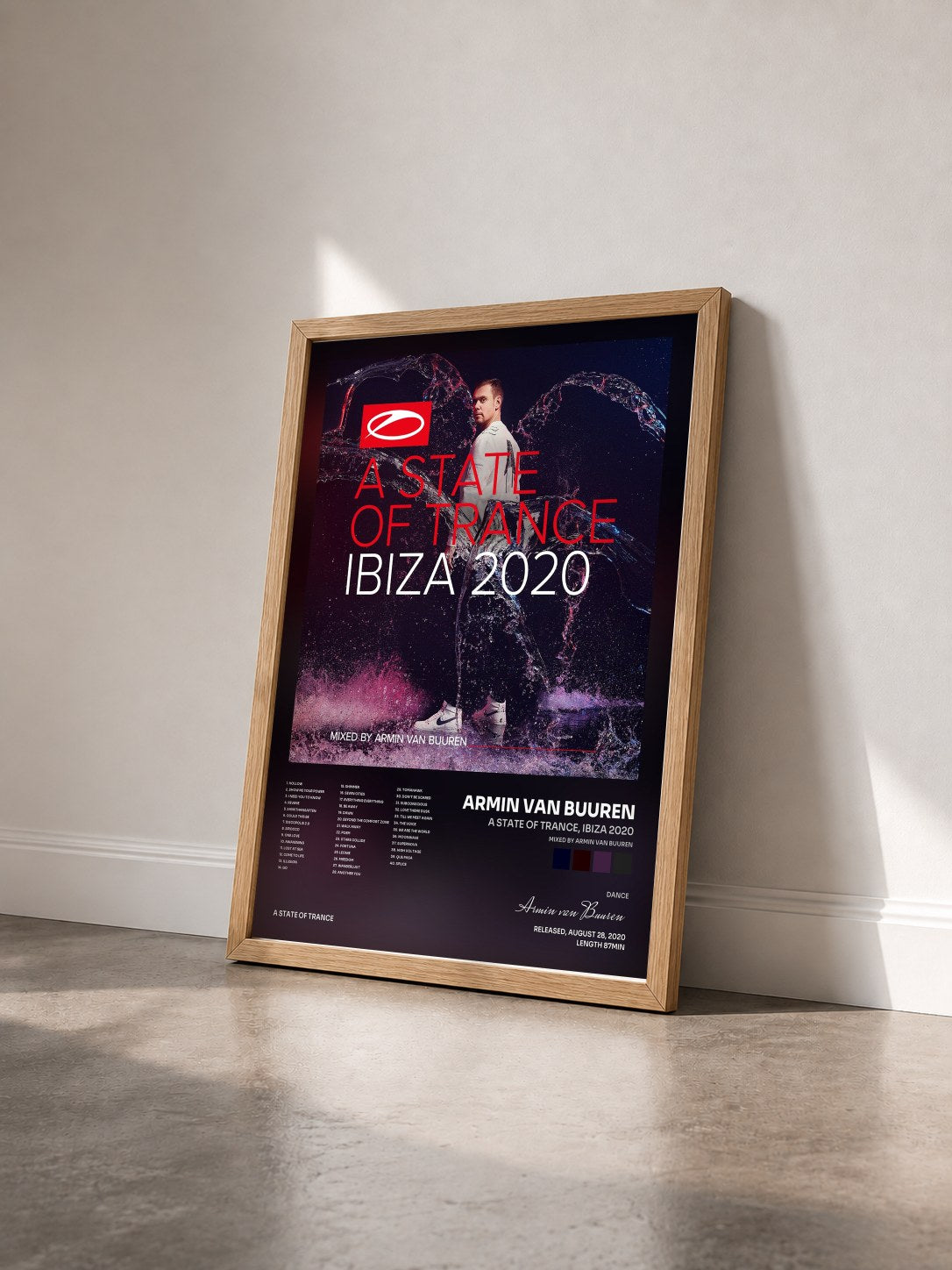 #bois Tableau de l'album A State Of Trance, Ibiza 2020 (Mixed by Armin van Buuren) de Armin van Buuren vu de trois quarts, cadre en bois brut