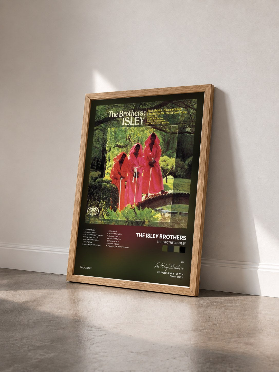 #bois Tableau de l'album The Brothers: Isley de The Isley Brothers vu de trois quarts, cadre en bois brut
